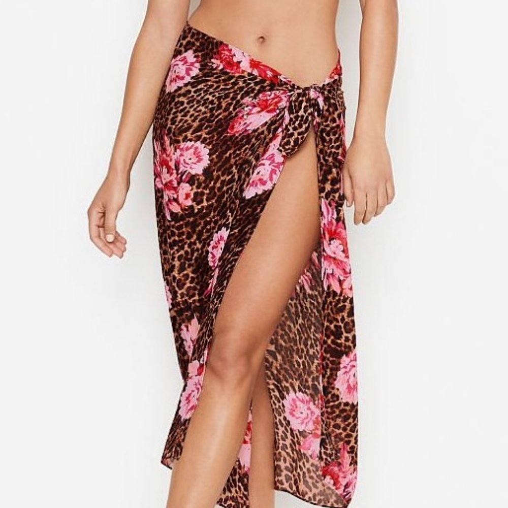 Victoria's Secret Cheetah Floral Sarong Cover-up